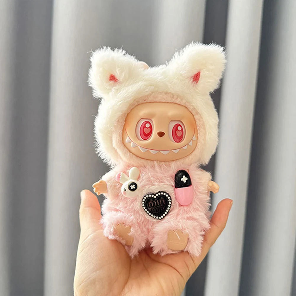 For Labubu'S Clothes Plush Kawaii Doll Clothes Striped Sweater Outfit Match with Hat Pendant Labubu Clothes Accessories